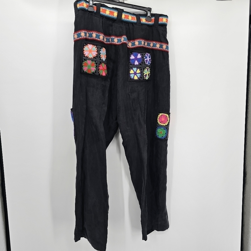Johnny Was Pintora Crochet Pant Drawstring Belted Pant Women's Xl New